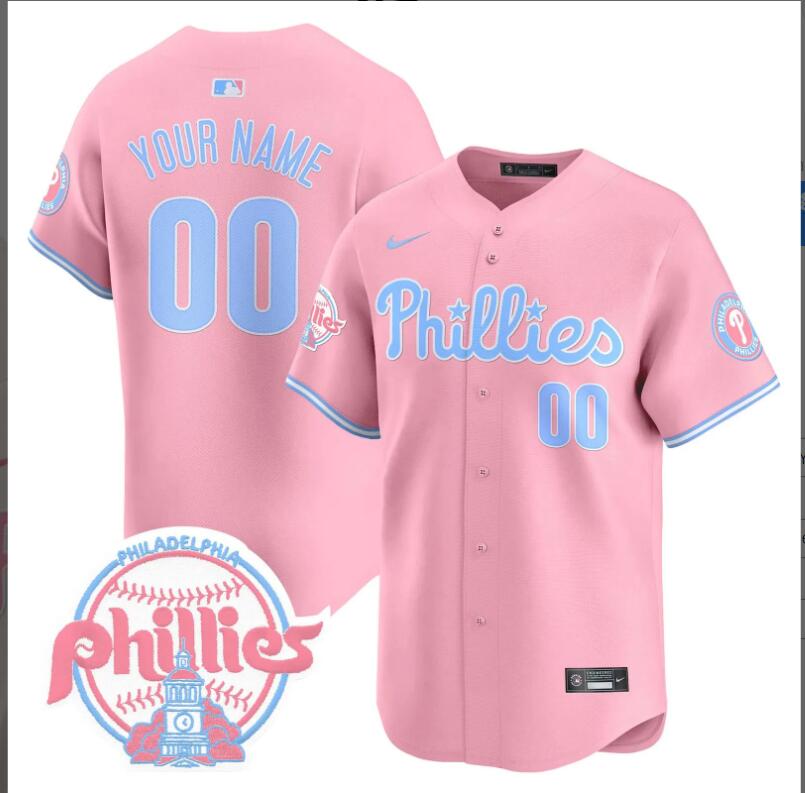 Men Philadelphia Phillies Pink Vapor Premier Limited Custom MLB Jersey->customized nfl jersey->Custom Jersey